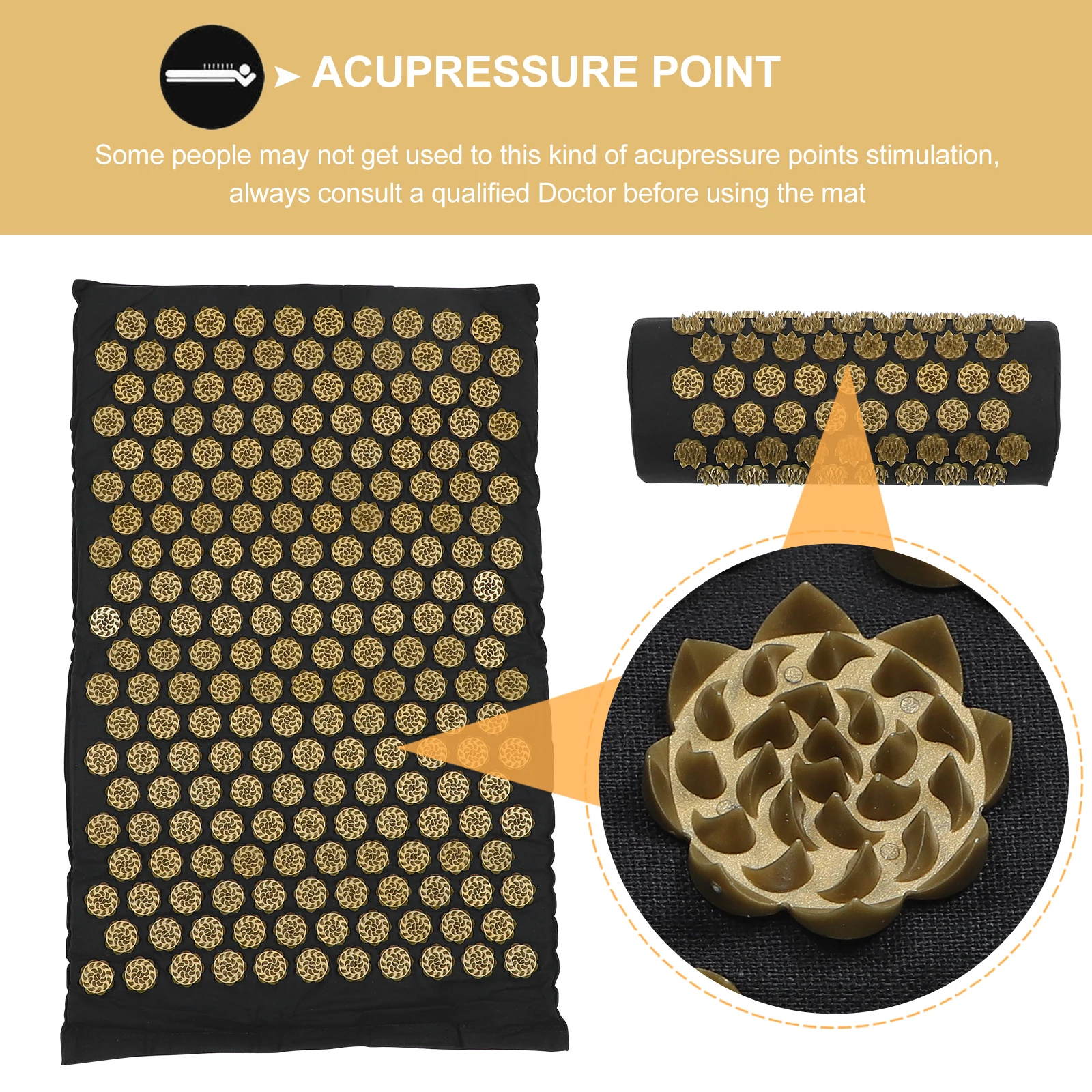 

2Pcs Massage Pillow Mat Lightweight Foldable Storage Washable ABS Cotton Acupressure Shiatsu Yoga Mat Muscle Relief