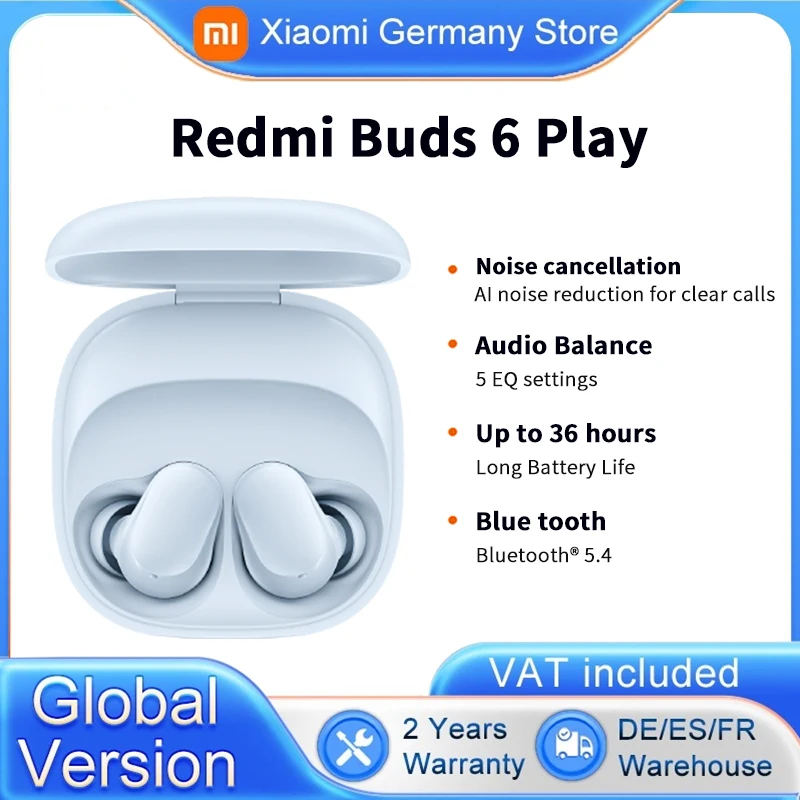 Xiaomi Redmi Buds 6 Play versione globale Wireless Bluetooth AI riduzione del rumore BT5.4 Touch Control auricolare Wireless 5 modalità EQ