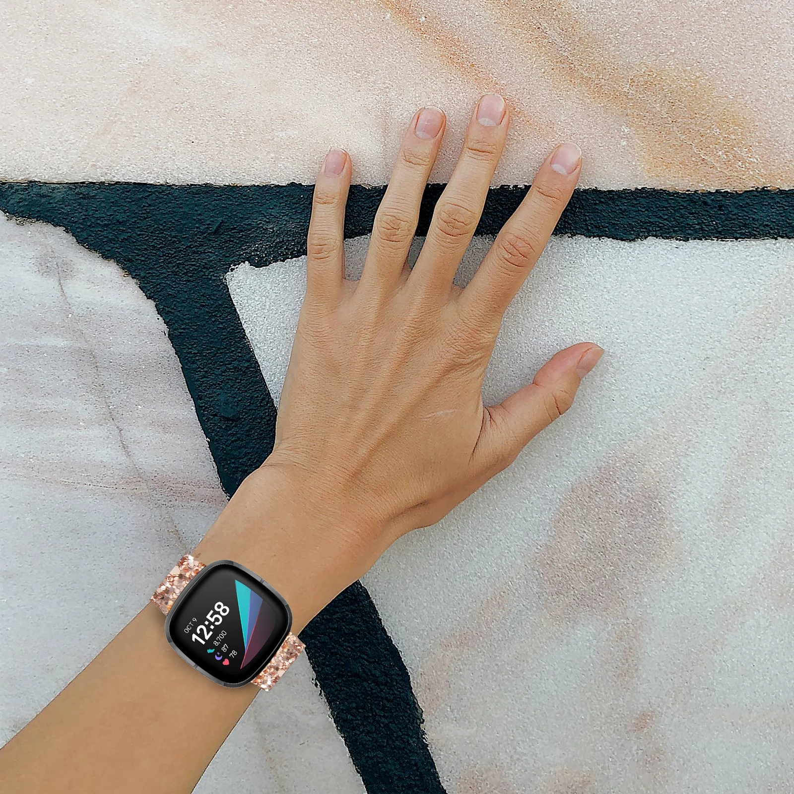 

Glitter Watch Strap For Se 2 Pu Replacement Band Wristband Compatible With Smartwatch Delicate Bracelet