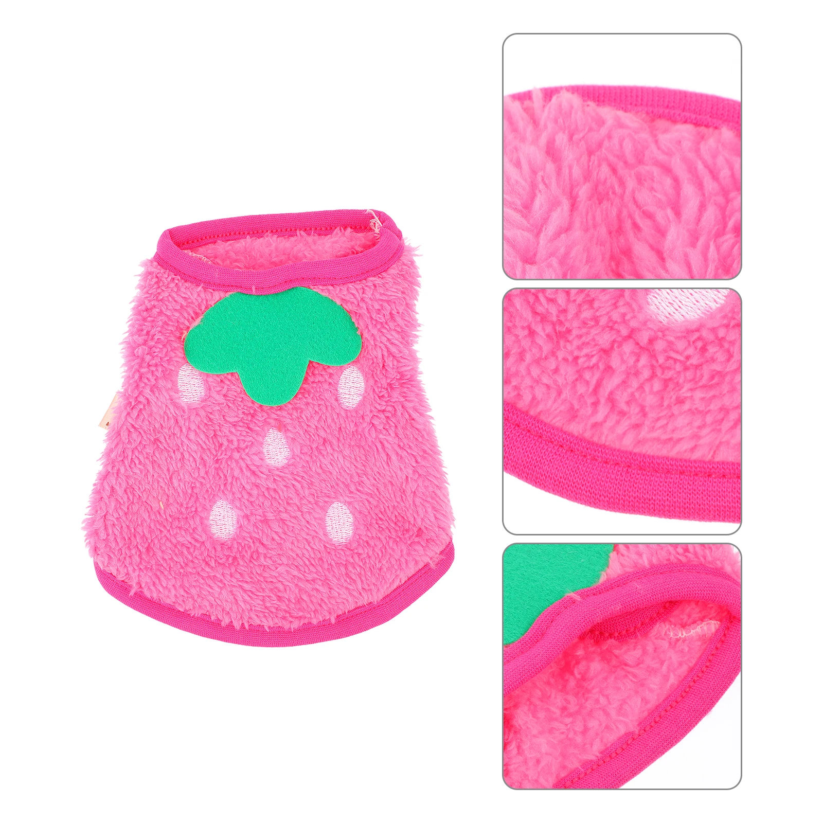 

Cute Dog Clothes 2S Size Strawberry Red Small Pet Bunny Hoodie Vest for Guinea Pig Coral Fleece Lightweight Comfortable Easy