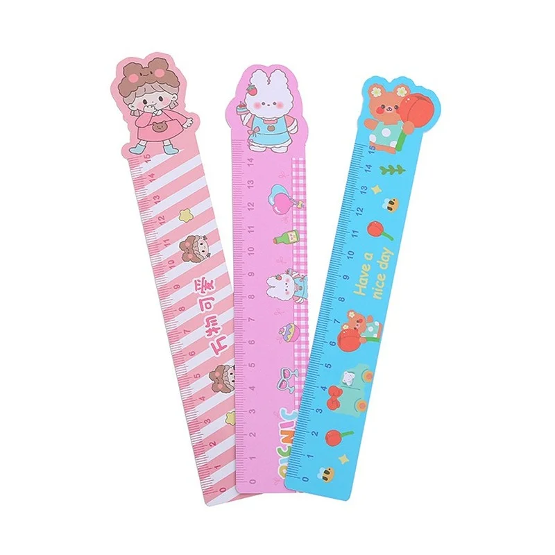 5pcs 15CM New Cute Kawaii Study Time Color Folding Ruler Multifunction DIY Drawing Rulers For Kids Students School Stationery