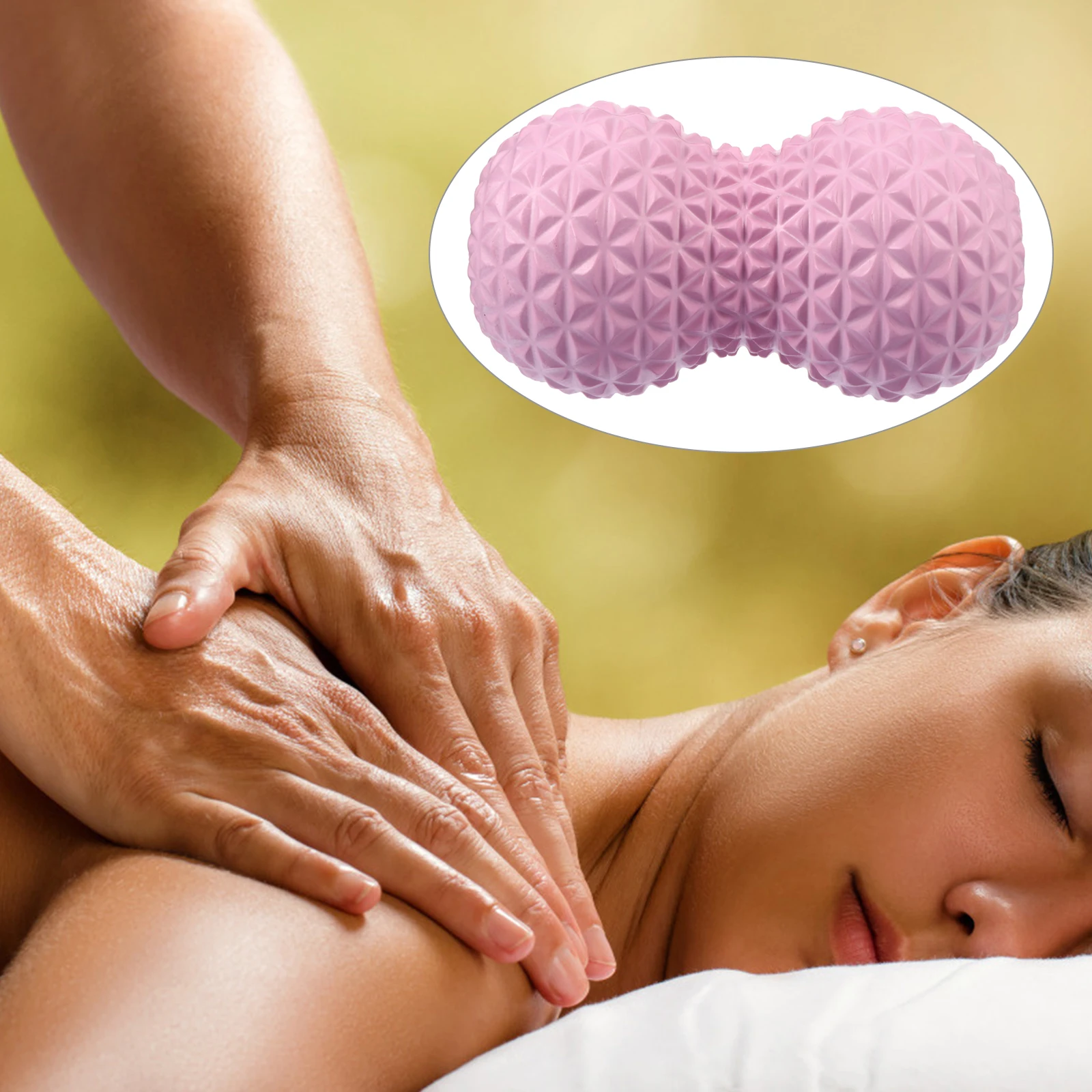 

PINK MASSAGE BALL TOOL PEANUT SHAPED ROLLER FITNESS EXERCISE MOBILITY DEEP TISSUE DUAL LACROSSE SELF MYOFASCIAL RELEASE TRIGGER