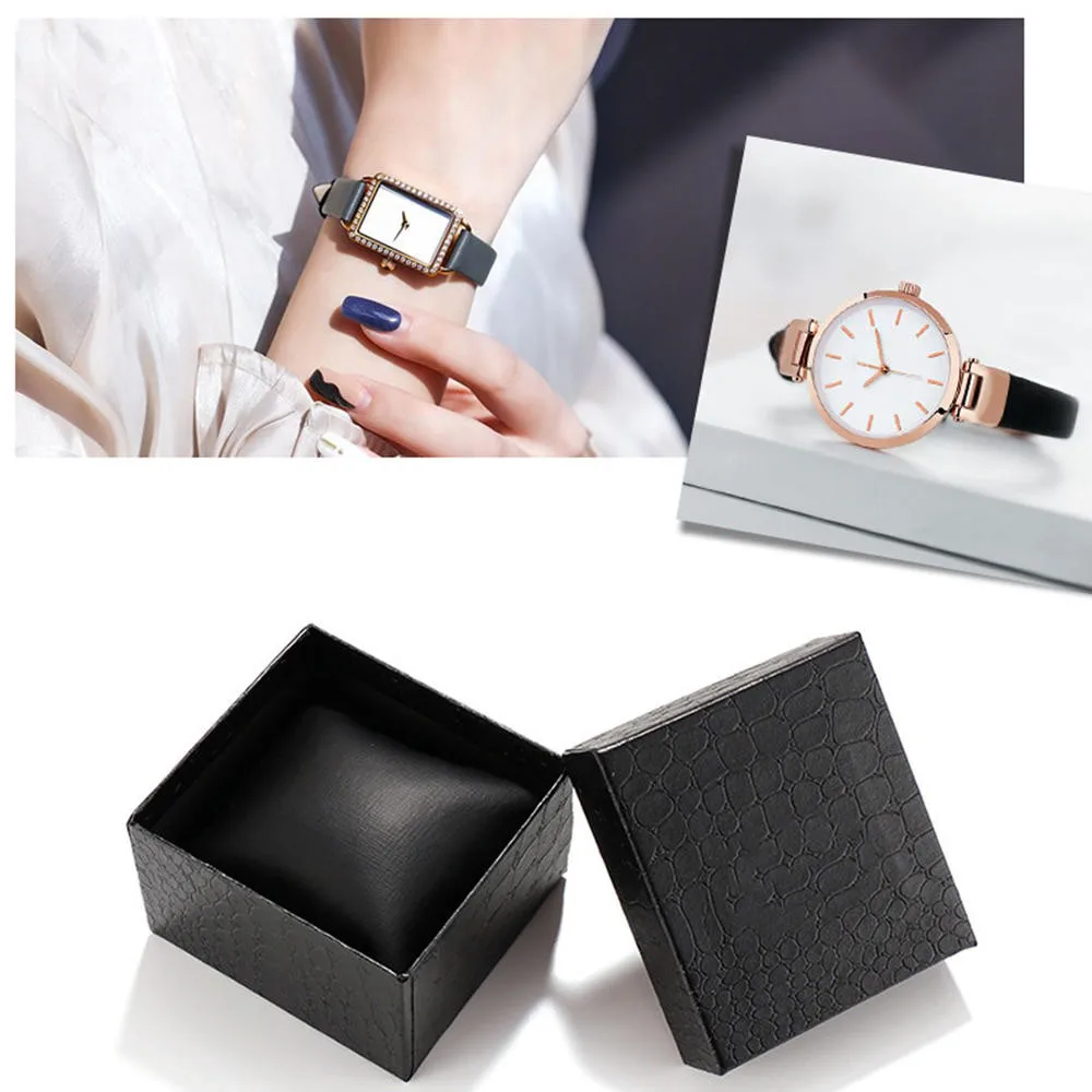 

Crocodile Pattern Imitation Leather Watch Box With Pillow Wrist Watches Packing Boxes For Small Business Jewellry Accessories