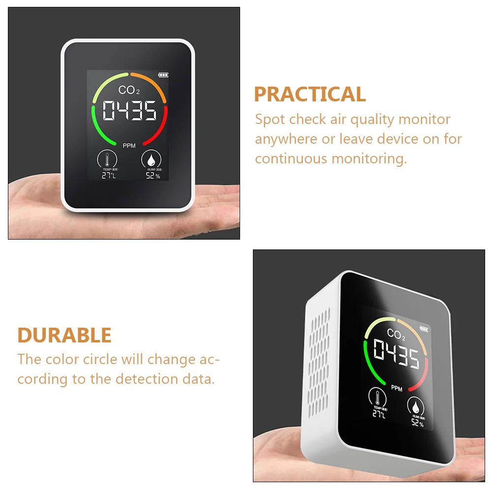 Digital Humidity Sensor Co2 Detection Air Quality Monitor Tester Carbon Dioxide White Rubber Meter