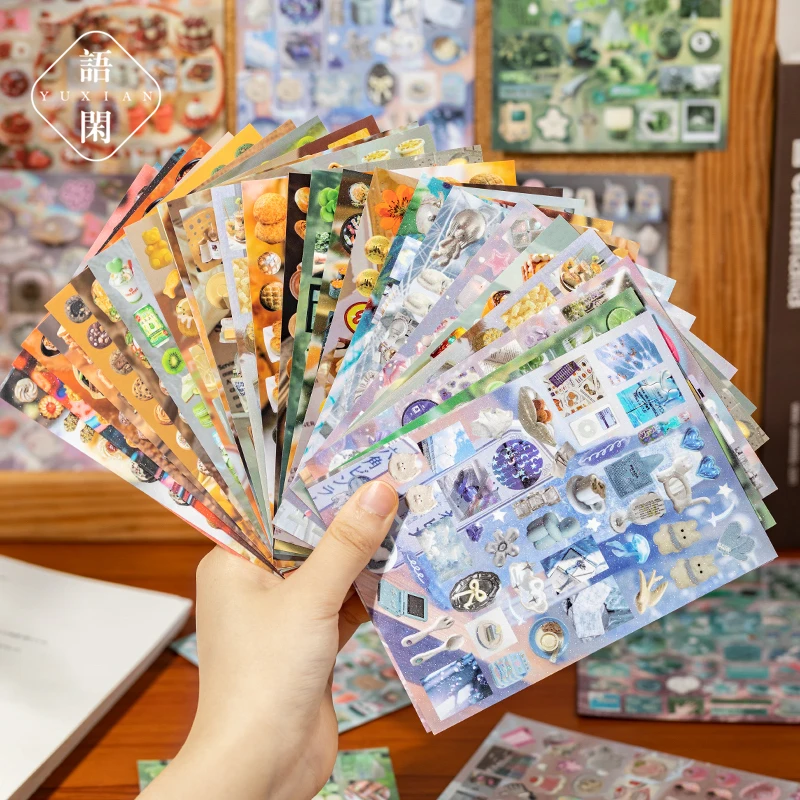 

30pcs/bag PET Sticker Book for Journal Die-Cut Food Theme Stickers Scrapbooking Supplies for Decoration Planner Accessories