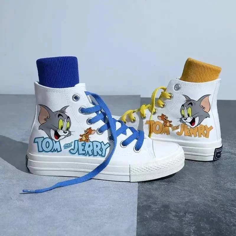 real photos Tom and Jerry cat and mouse 2024 New plus size Branded Students Soft Girl sprots Canvas Shoes women Casual Shoes