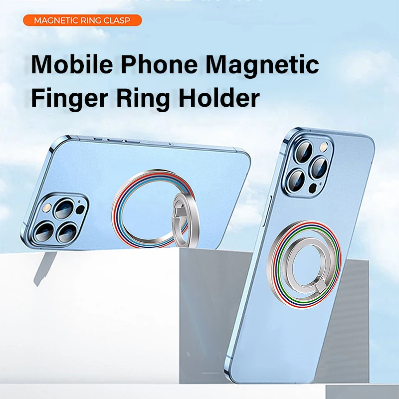 Magnetic Mobile Phone Ring Holder Phone Magnet Bracket Removable Cellphone Grip Kickstand for iPhone 12 13 14 15 MagSafe Xiaomi