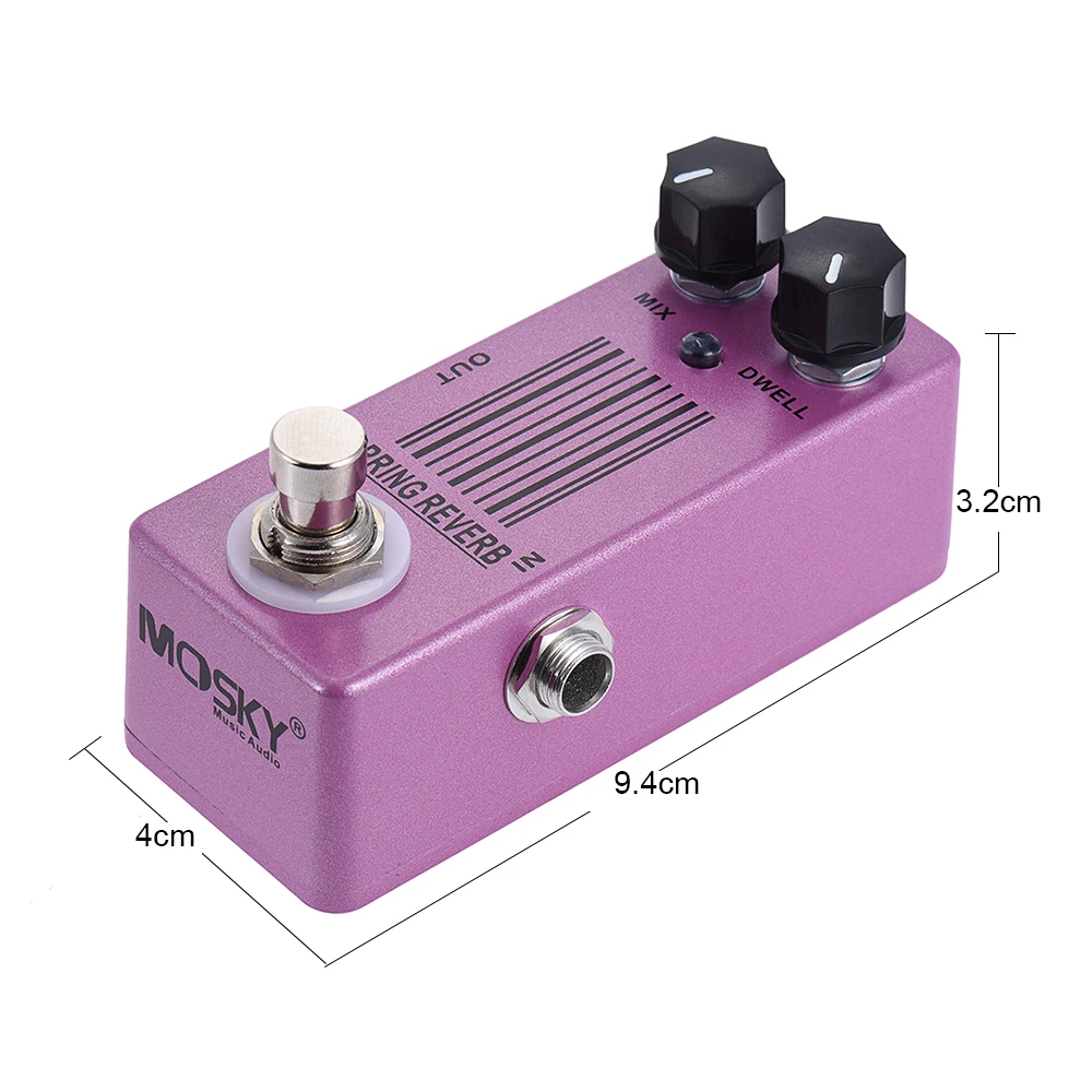 MOSKY Spring Reverb Mini Single Guitar Effect Pedal True Bypass Guitar Parts Guitar Accessories Purple Color