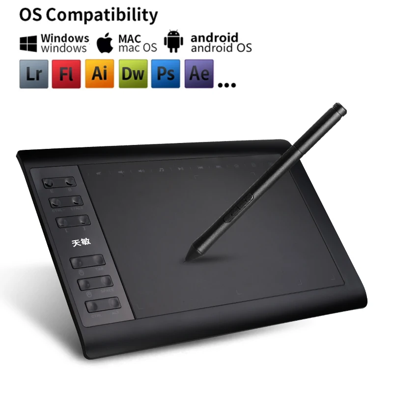 10moons G10 10*6inch Graphics Digital Drawing Tablet  8192 Levels Pressure for Art Education Drawing for OSU and Animation Mac