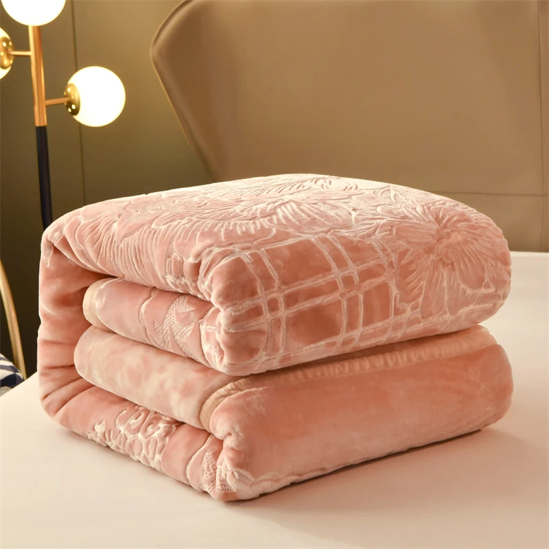 1 Pc Embossed Raschel Blanket Luxury for Winter, Thick Warm, Double Queen Size, Velvet Bed Sheet, Super Soft, Anti-Static