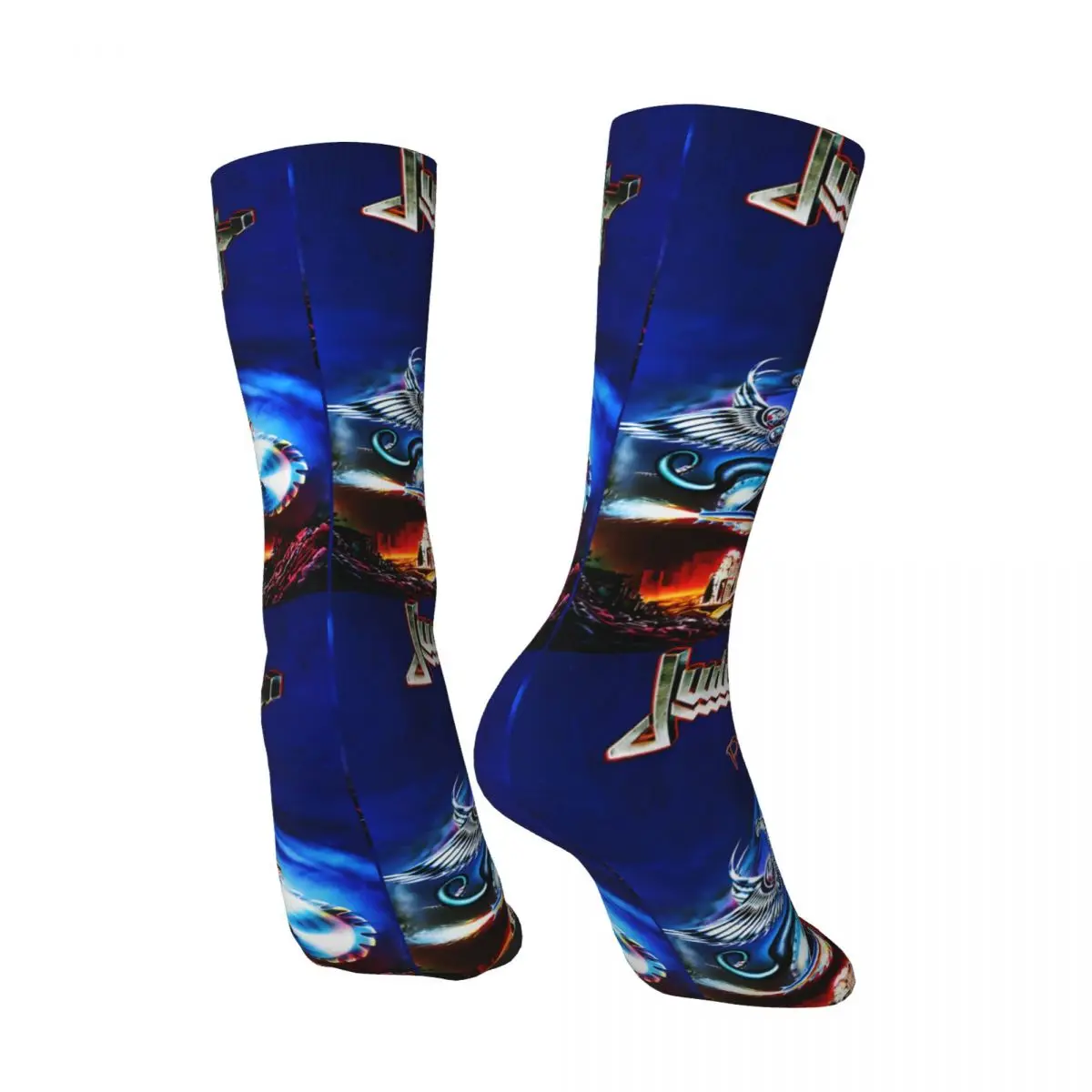 Crazy compression Pain Killer Sock for Men Harajuku Judas Priest Seamless Pattern Crew Sock Casual