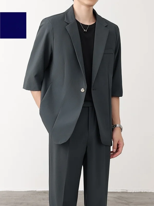 Loose Fit Summer Short Sleeve Suit Jacket And Pants Set for Men Casual Stylish Handsome High End Feeling Fashionable Menswear