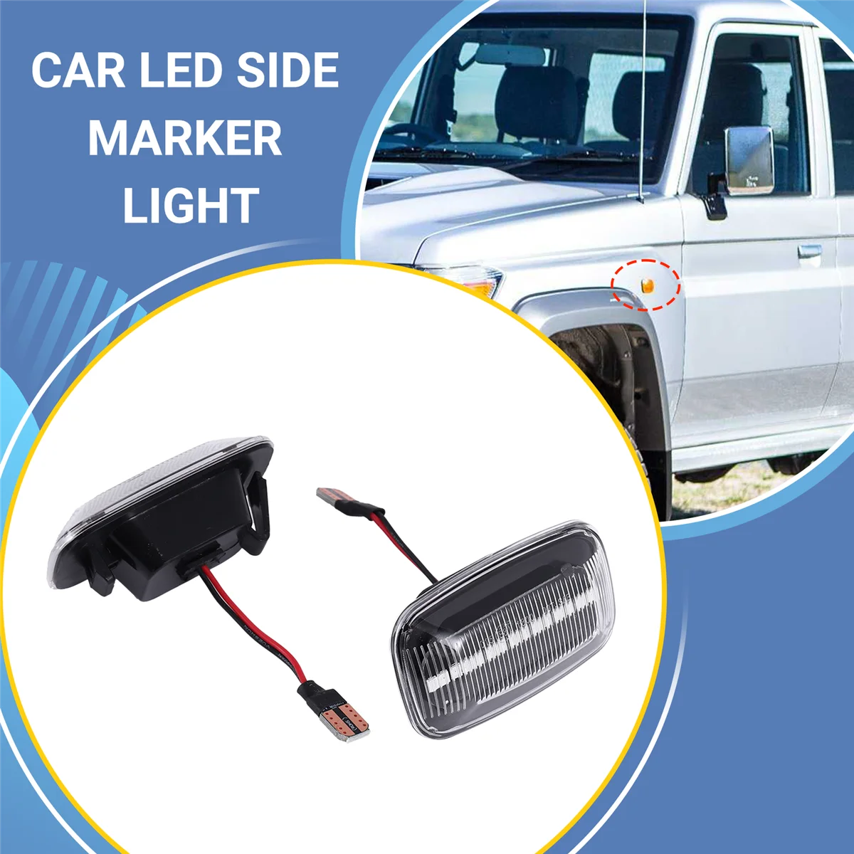 Classic 2Pcs Car Dynamic LED Side Marker Light Turn Signal Light for Toyota Land Cruiser 70 80 100 Series