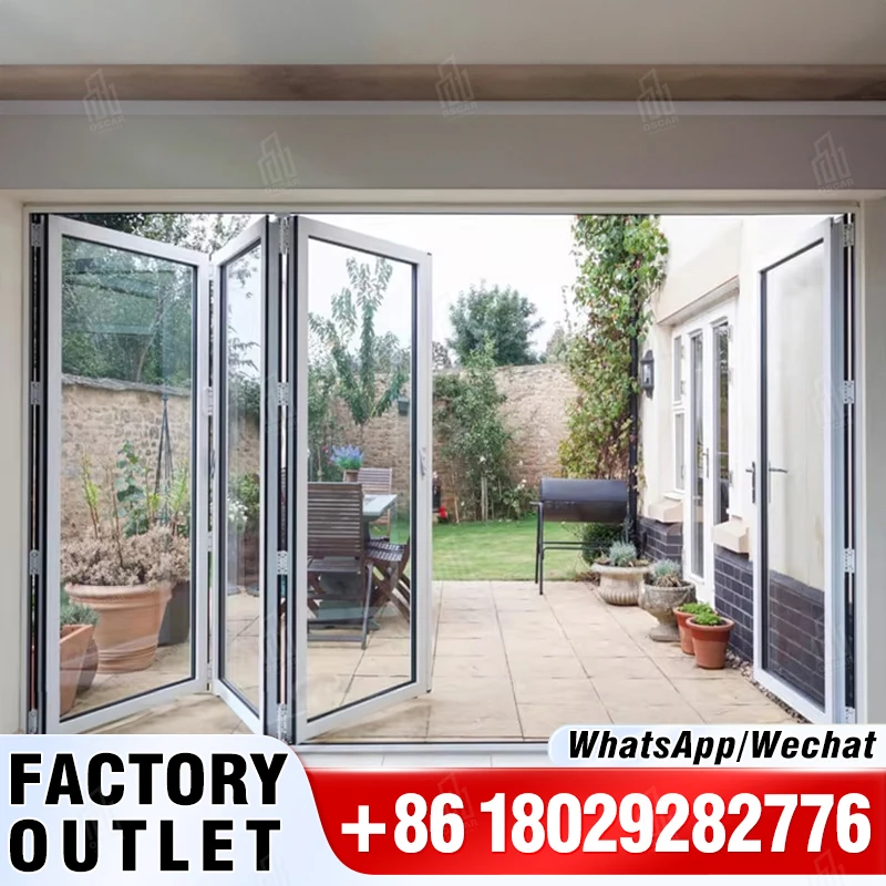 EMD-puerta plegable de aluminio para casa, puerta de vidrio de aluminio, gran oferta, moda