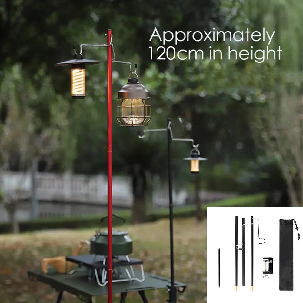 Outdoor Camping Light Pole Portable Folding Aluminum Alloy Camping Light Frame Fishing Wildlife Table Fixed Light Frame