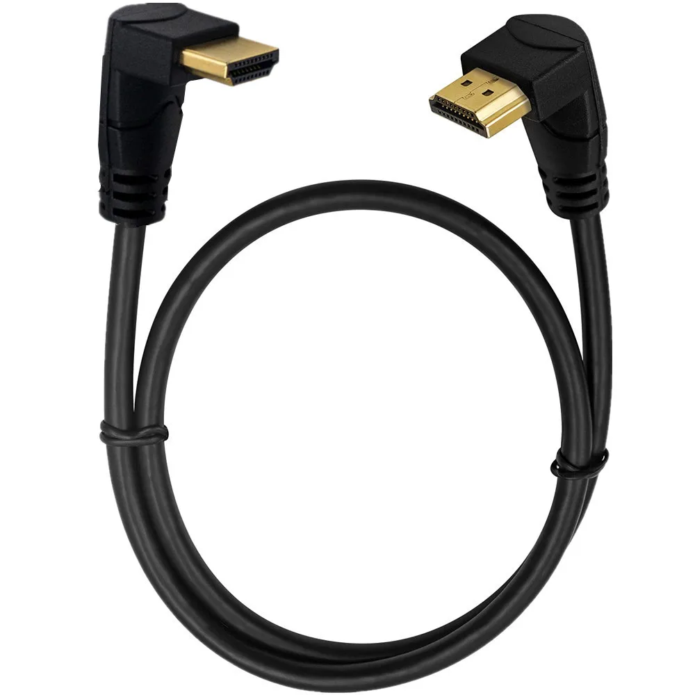 4K krótkie 90 stopni pod kątem prostym HDMI kompatybilny kabel podwójne niższy kąt kabel HDMI z męskiego na męskie kabel HDMI 0.3M 0.6M 1.8M