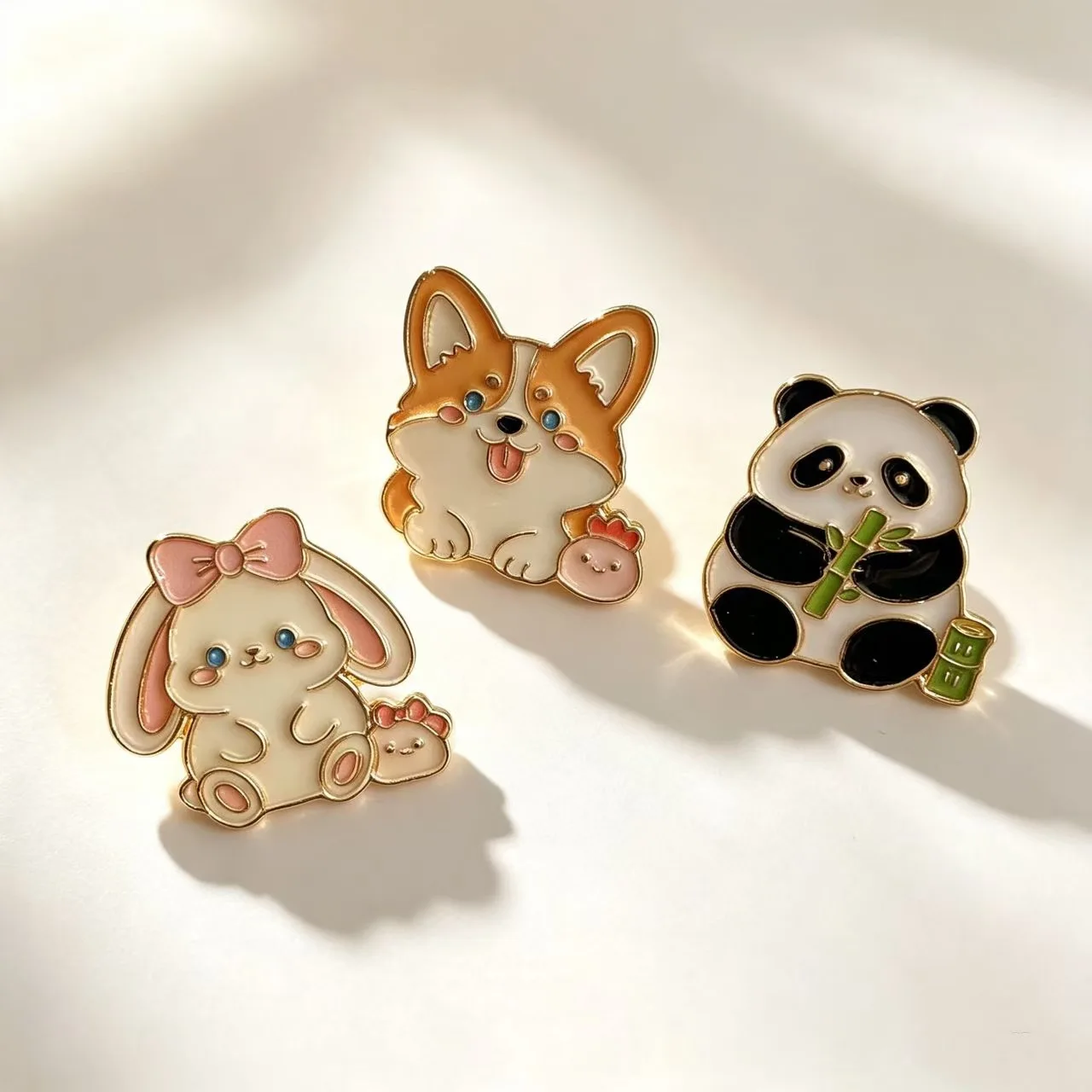 Cute Cartoon Enamel Brooch,Rabbit & Panda Creative Adorkable Animal Lapel Pin Badge,Fashion Decorative Accessory for Backpack Clothing Jacket Hat Daily Party Birthday Holiday Gift