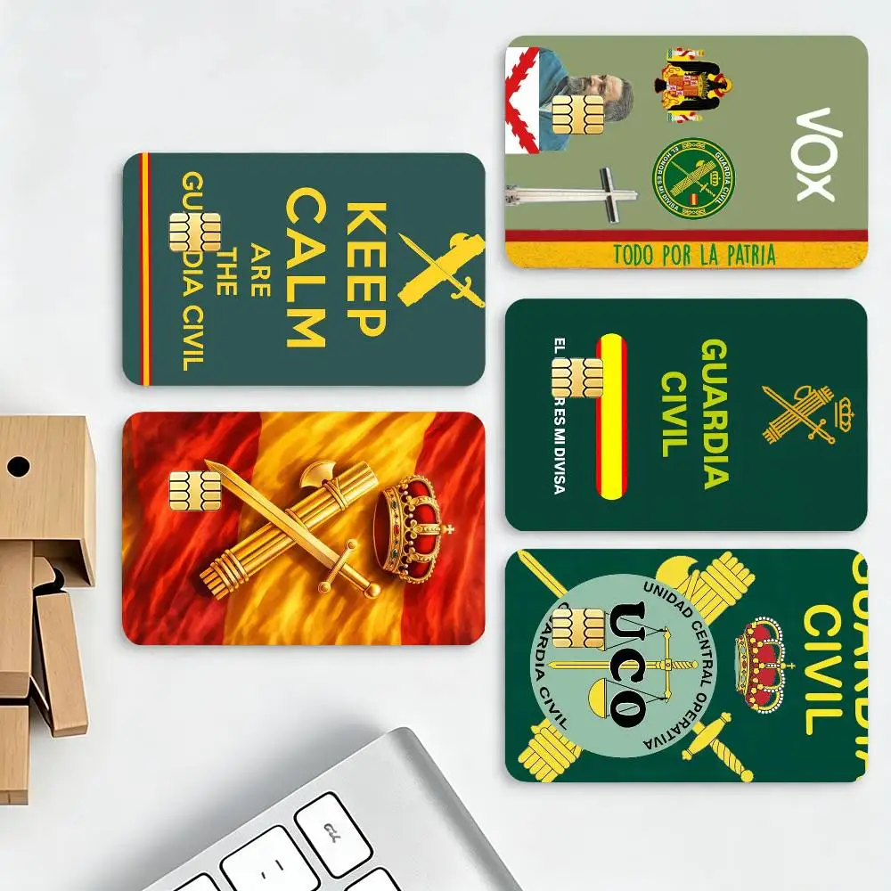 S-Spanish C-Civil G-Guard HD Waterproof Credit Card Stickers Silicone Decals For Chip Game Cards Gift