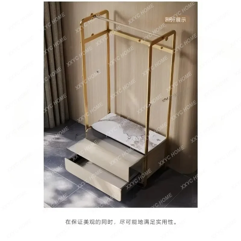Light luxury coat rack, bedroom household floor-to-ceiling stainless steel, about storage clothes rod