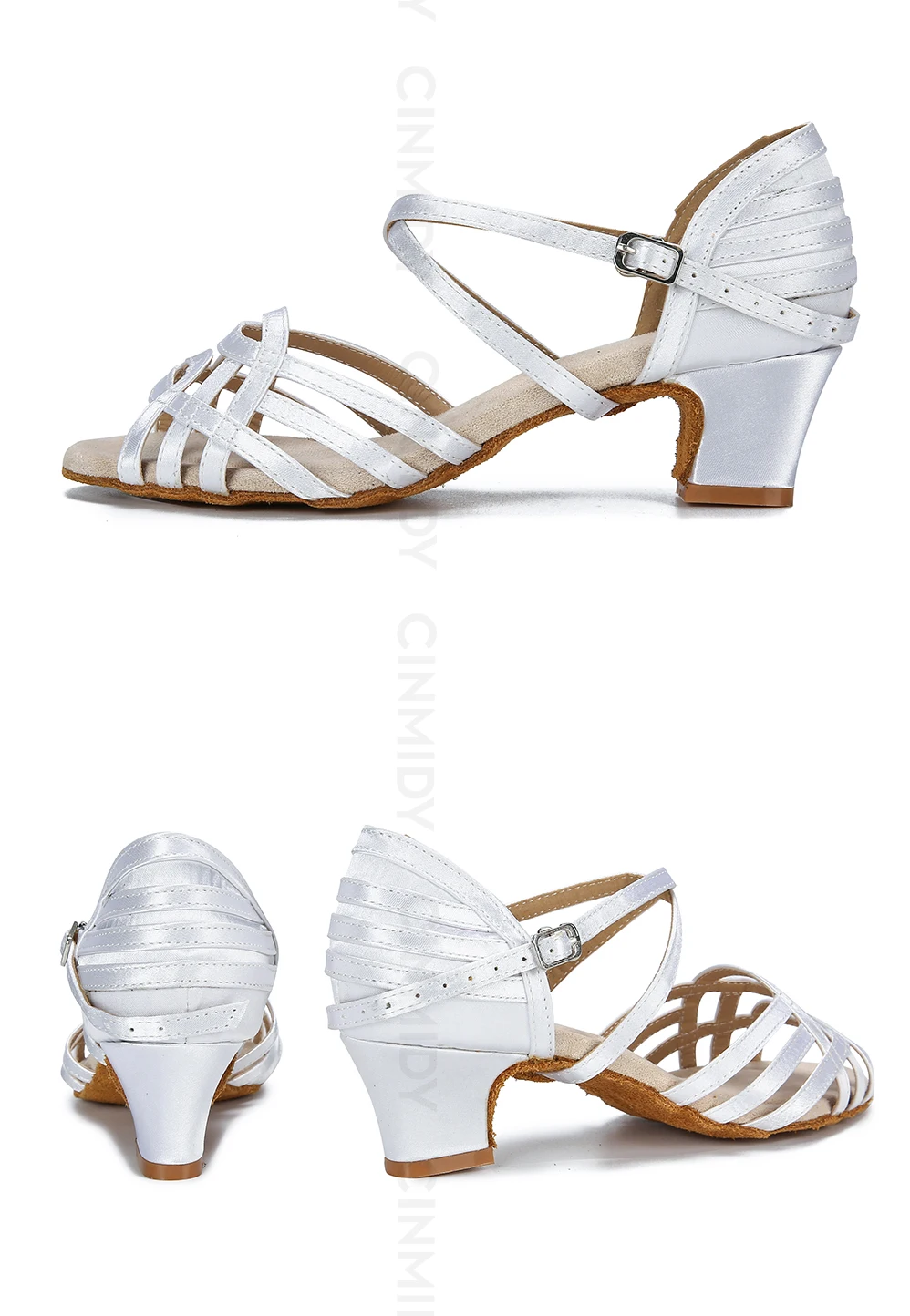 CINMIDY Damen-Satin-Tanzschuhe, weiße Latein-Tanzschuhe, Tango-, Salsa- und Ballsaal-Tanzschuhe mit Absatz, Damenschuhe für Partys. – Detail 12