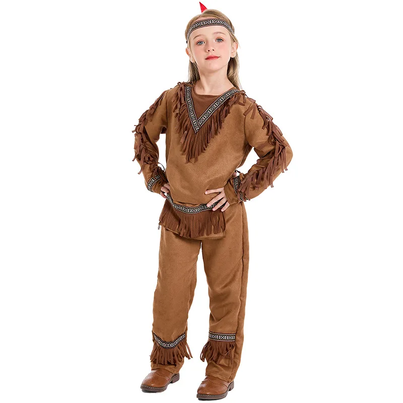 Girls Boys Wild Man Halloween Cosplay Costume Savages Indigenous Peoples Indigenous Chiefs Primitive Savages Fancy Dress Up