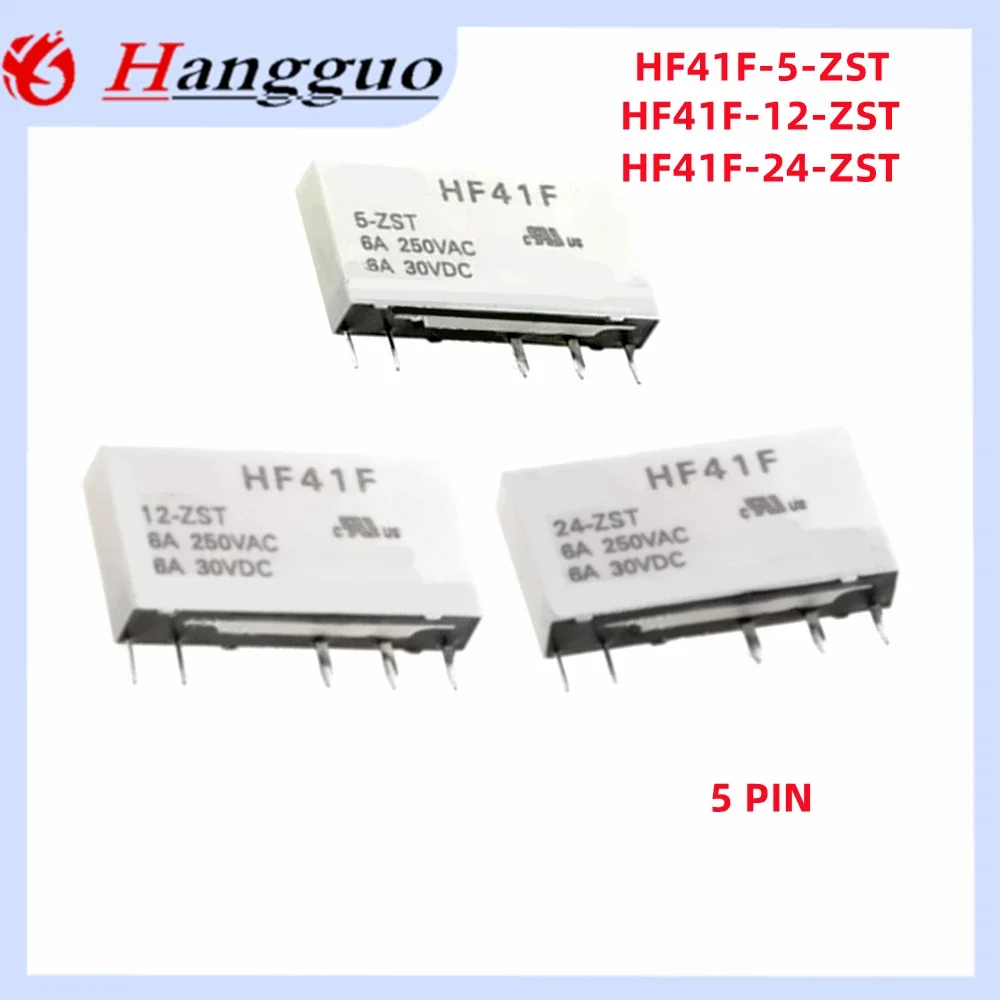 10pcs original hf41f 005 012 024-hst 4pin hf41f5v 12v 24v-zst 5pin 6a Leistungs relais