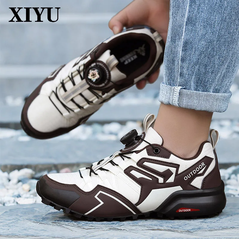 

XIYU походная обувь для бега, внедорожная модная повседневная обувь на шнуровке, уличная охотничья тактическая мужская мотоциклетная нескользящая обувь для верховой езды