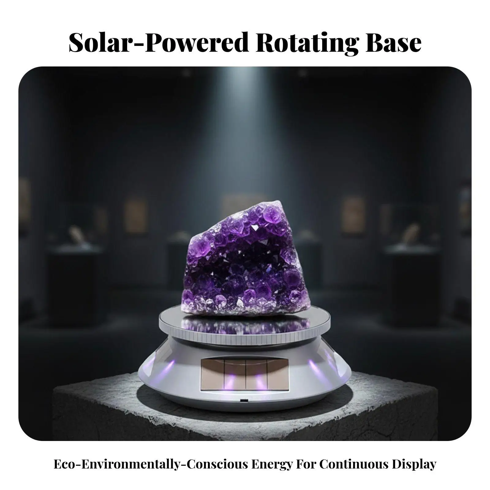 Rotating Display Stand Solar Powered Turntable Base for Jewelry Watch Collectibles with Quiet Motor for Video Filming