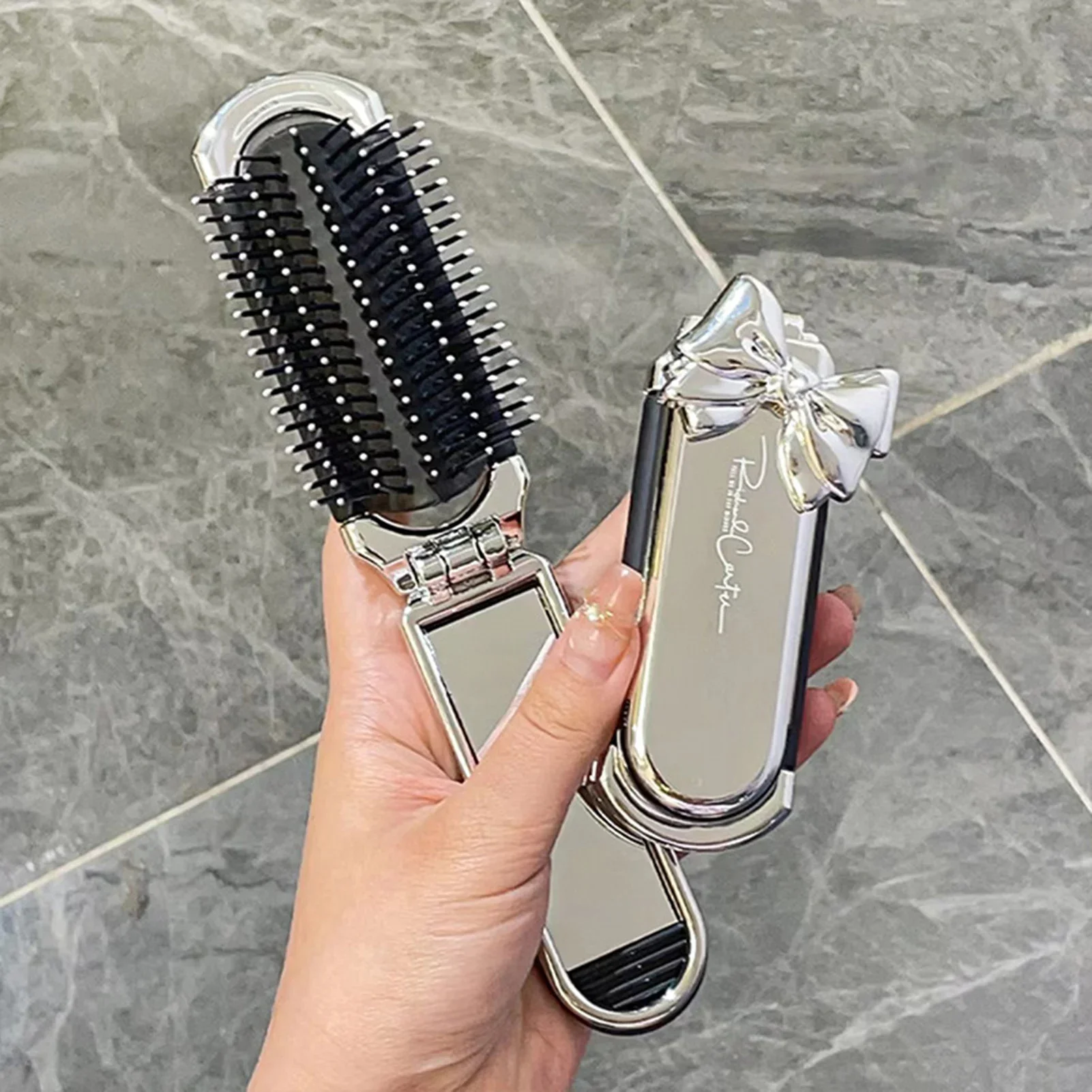 

Mini Hair Brush Folding Massage Comb Head Massage Anti-Static Portable Travel Hair Brush Girl Hair Combs With Mirror