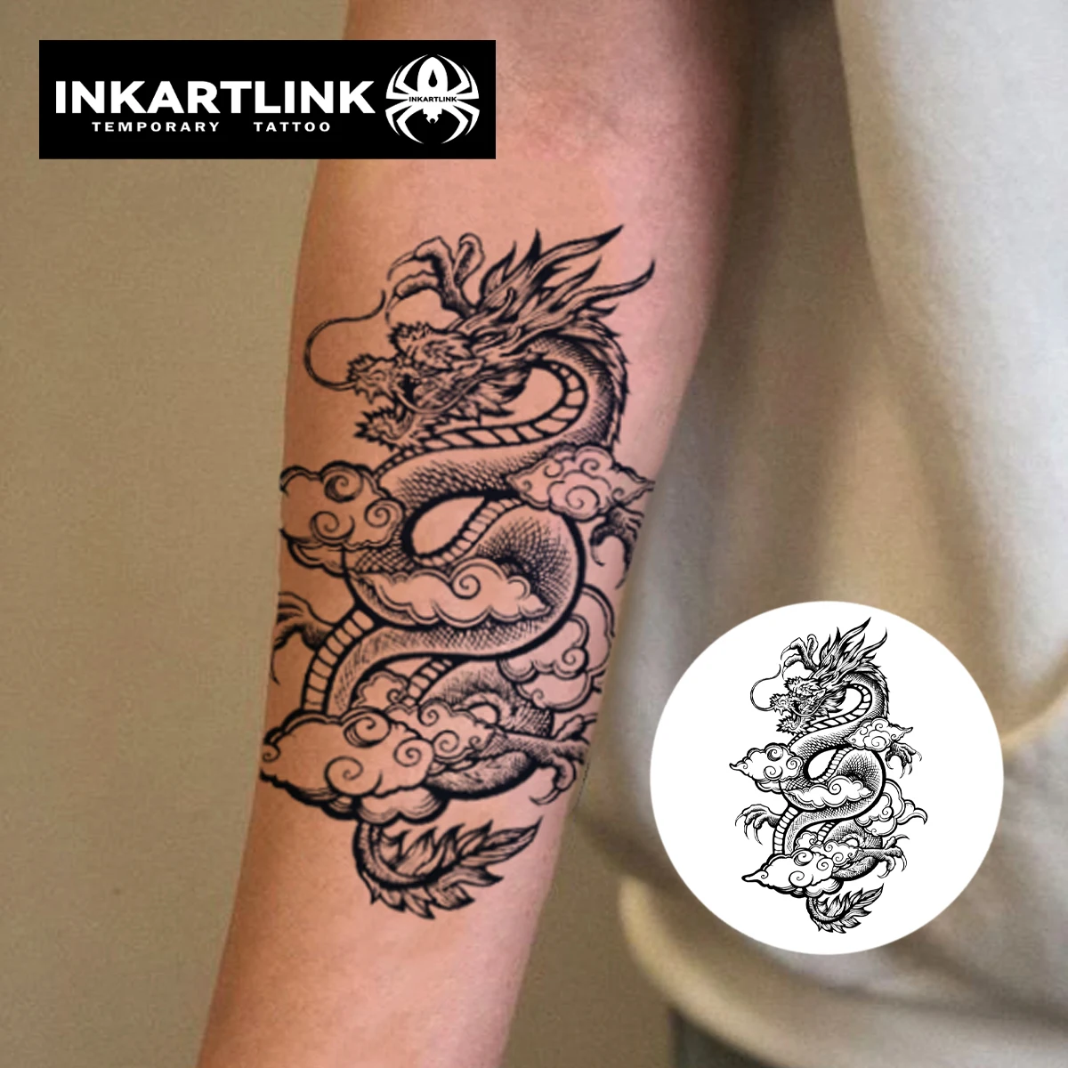 Eastern Dragon temporary tattoo sticker, waterproof magic tattoo, lasts to 15 days fake tattoo, semi permanent tattoo