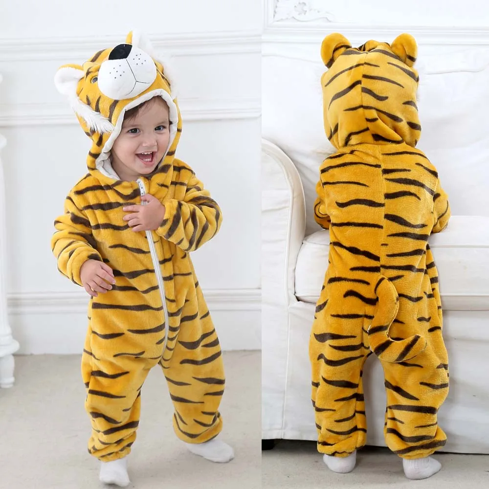 Monkey Dinosaur Animal Pajamas Baby One-piece Bodysuits Newborn Winter Clothes Warm Soft Sleepwear Toddler Kigurumi Pijamas Kids