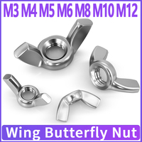 Wing Nuts Butterfly Nut M3 M4 M5 M6 M8 M10 M12 304 Stainless Steel Hand Tighten Wingnut butterfly DIN315 Fasteners Parts 2~20pcs