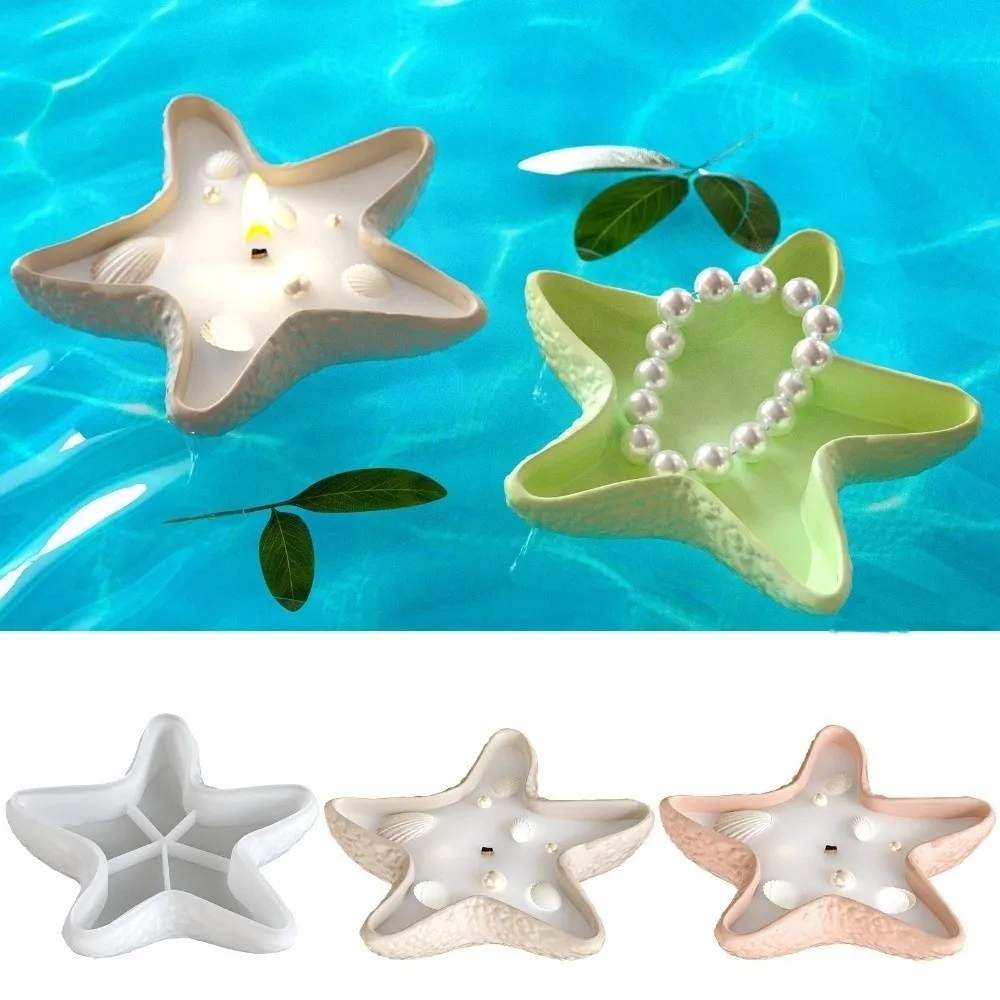 DIY 3D Starfish Tray Silicone Mold Resin Plate Plaster Concrete Casting Mould Pentagram Jewelry Storage Pallet Molds Home Decor