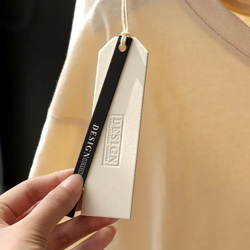 Universal Hanging Tag for Clothing Store, Customized Logo, Rectangle Printing Label with String, Women\'s Clothes, Price and Size