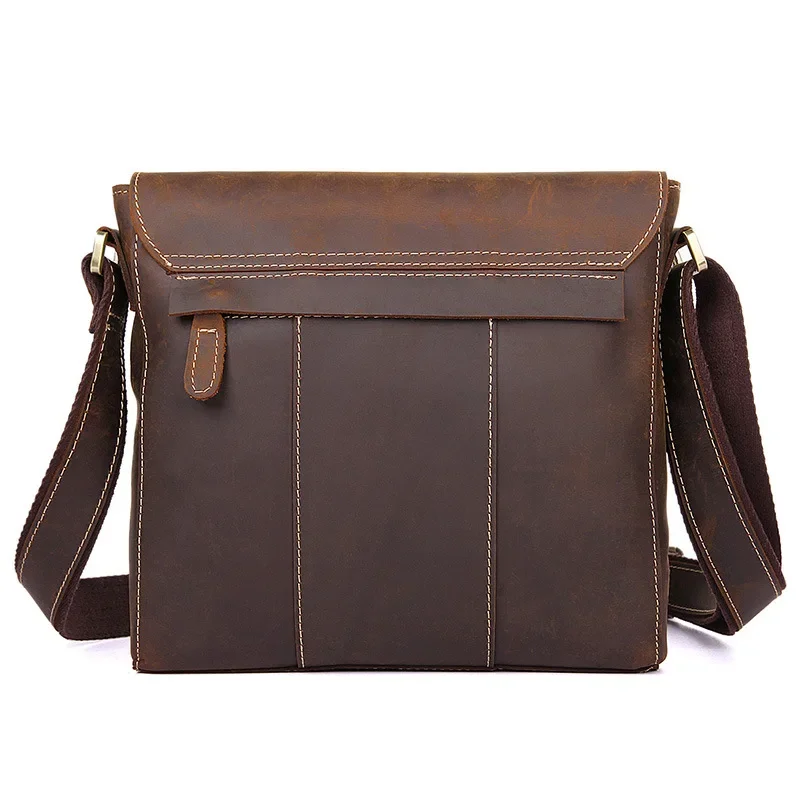 Nesitu High Quality Vintage Brown Top Grain Genuine Crazy Horse Leather Men Shoulder Messenger Bags Male M7051