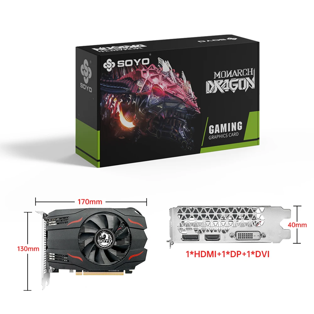 SOYO AMD Graphics Cards RX 560 4G DDR5 128Bit single fan DVI+HDMI+DP PCIE3.0*8 Video Card for gamer Desktop Computer components view 3