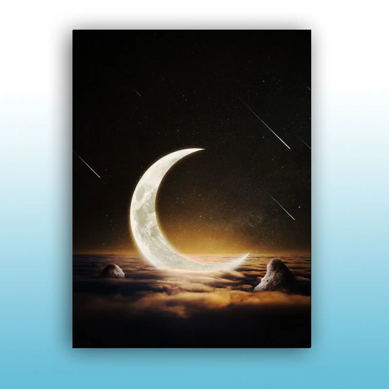 

1-0136 Sun and Moon Mural Painting - Extra Large Wall Art - Living Room Centerpiece
