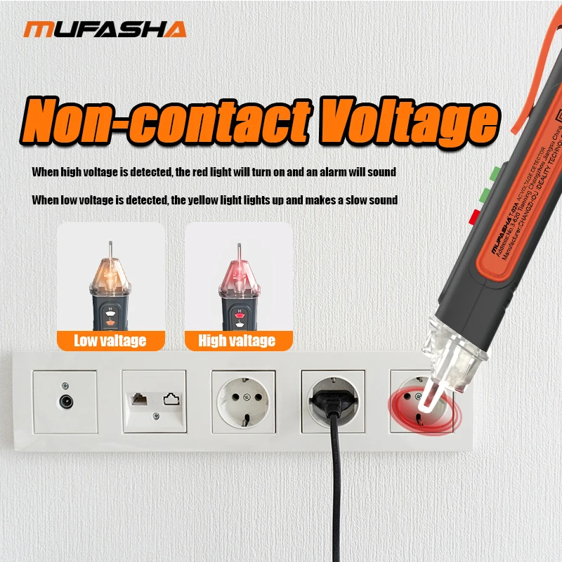 MUFASHA Non-Contact Voltage Detector Electrical Pen AC Voltage Tester Smart Breakpoint Finder 12-1000V