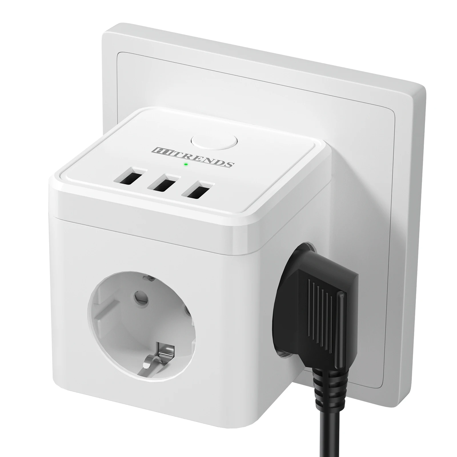 

Мини-настенная розетка-куб с выключателем, удлинитель с вилкой европейского стандарта и 3 розетками переменного тока, 3 USB-порта для зарядки для домашнего использования