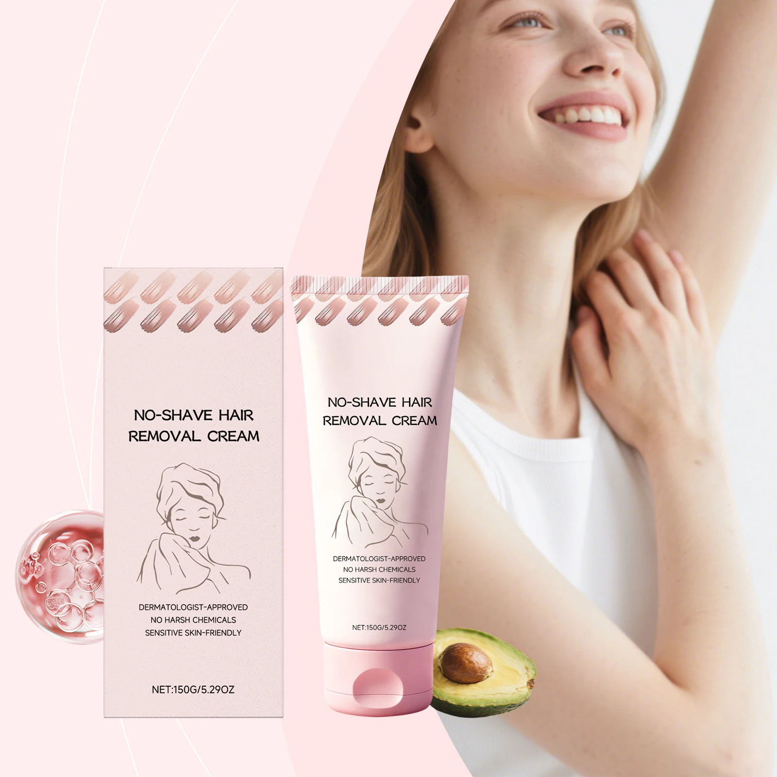 

Avocado Gentle Hair Removal Cream Non-irritating Quickly Dissolve Not Damaging Hair Follicles Soothing Painless Hair Removal Gel