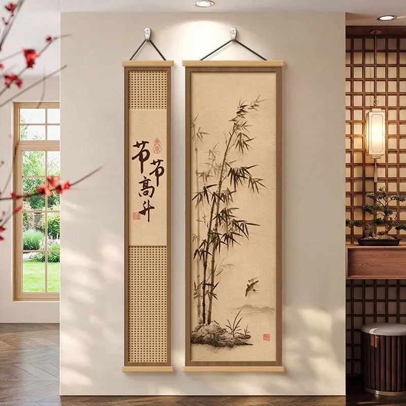 Décoration murale Détox Dopamine – Zen Bamboo ​   Ensemble de rouleaux décoratifs, Décoration Wabi Sabi Japandi pour salon et sanctuaire de salon de thé