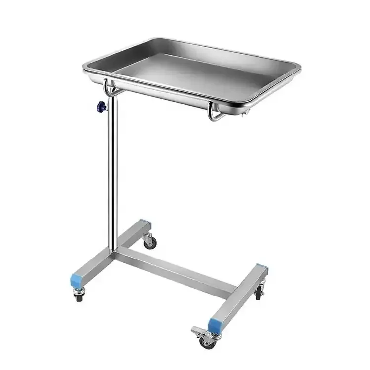 

Height Adjustable Hospital Tray Stand Mobile Hospital Stainless Steel Adjustable Mayo Trolley