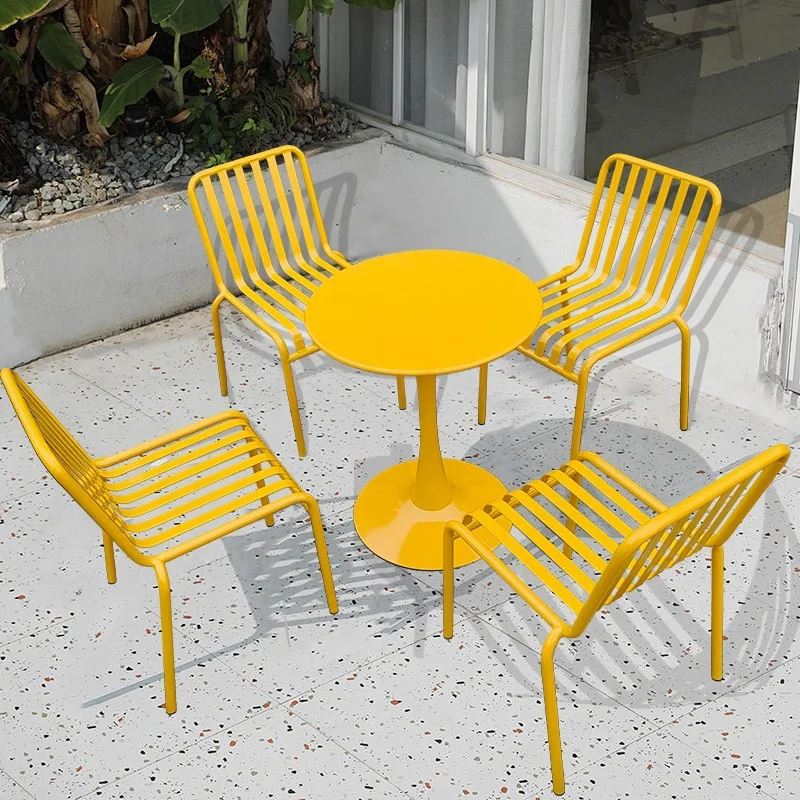 Garden outdoor tables and chairs milk tea shop cafe wrought iron color open-air set combination design table