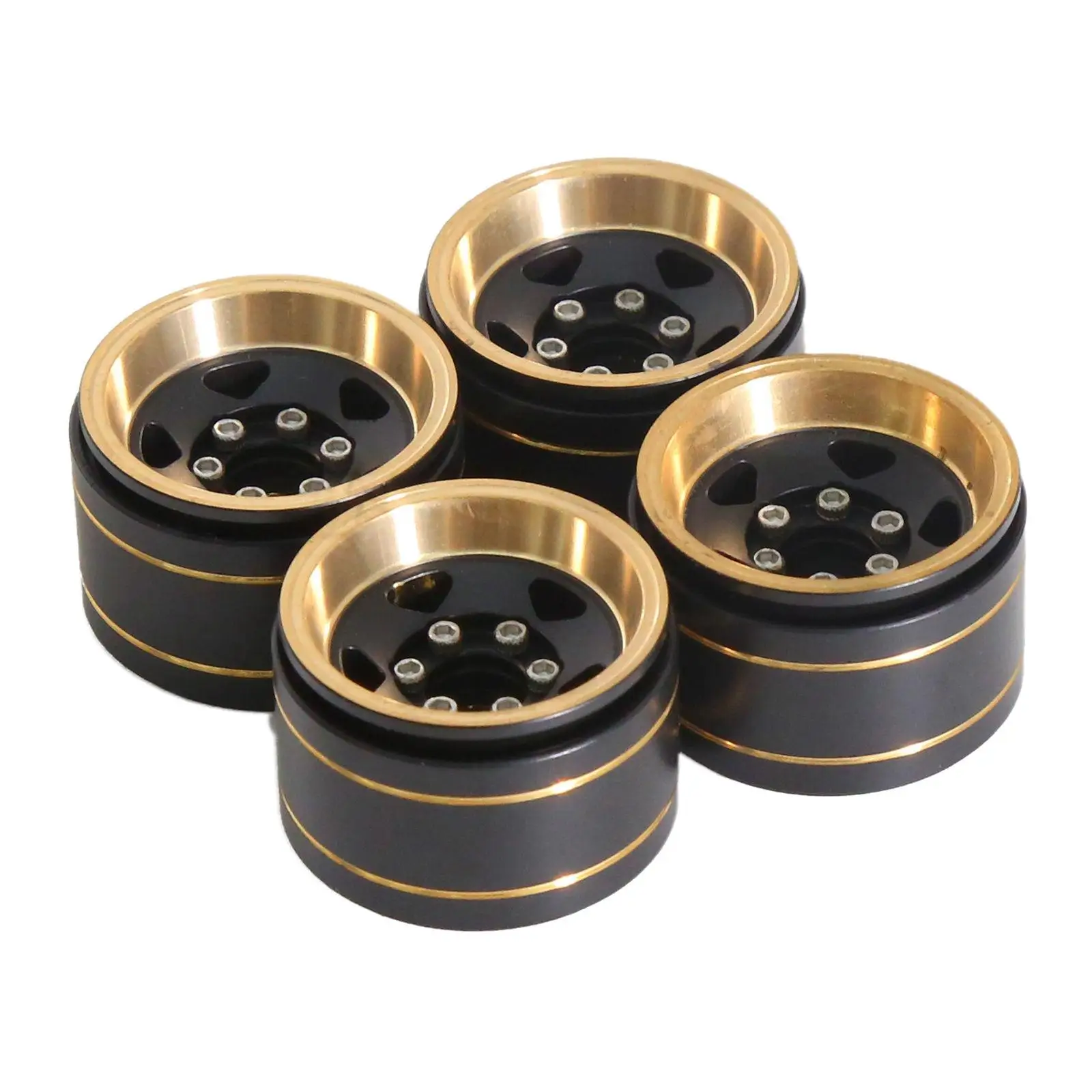 

4Pcs 1.0 Brass Wheel Rims Heavy Duty Easy to Install Replace Sturdy RC Car Part RC Wheel Rims for 1/18 RC Crawler Replacements