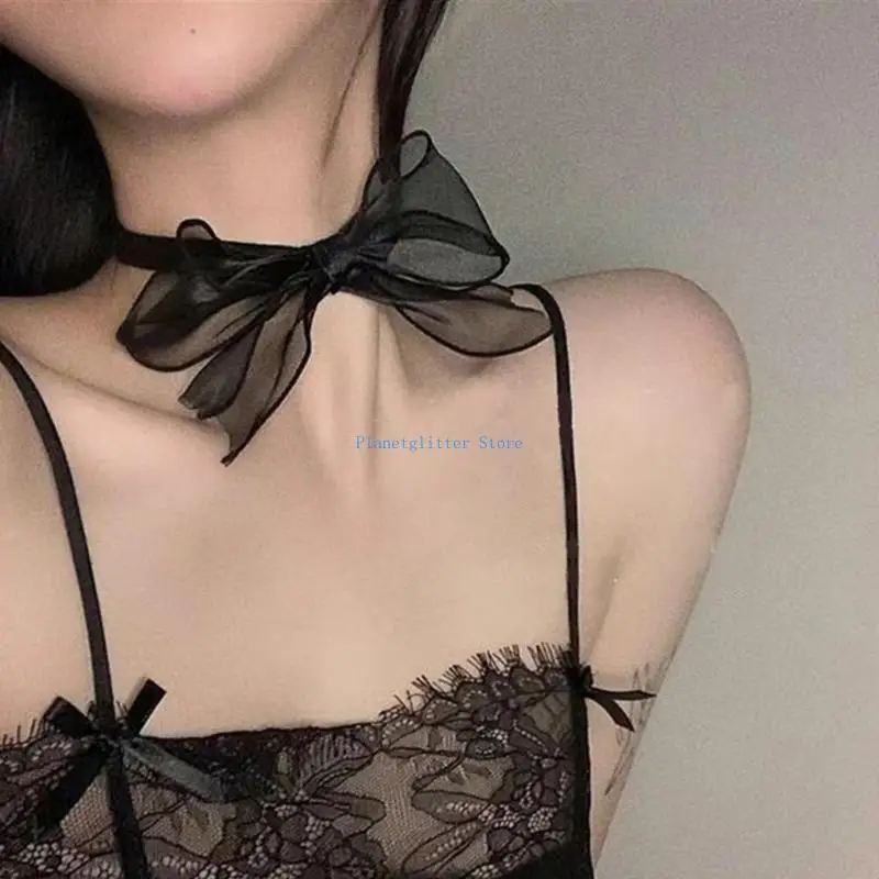652B Bowtie Choker Goth Choker Bow Choker ketting Choker Bowknot Choker