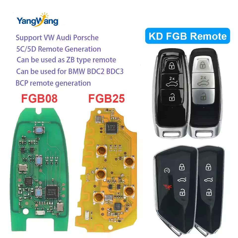 YangWang KEYDIY Smart Car Key 5C 5D FGB08 FGB25 For AUDI VW Porsche 8Y0959754 5HG959753 5D System Vehicles No UWB Function