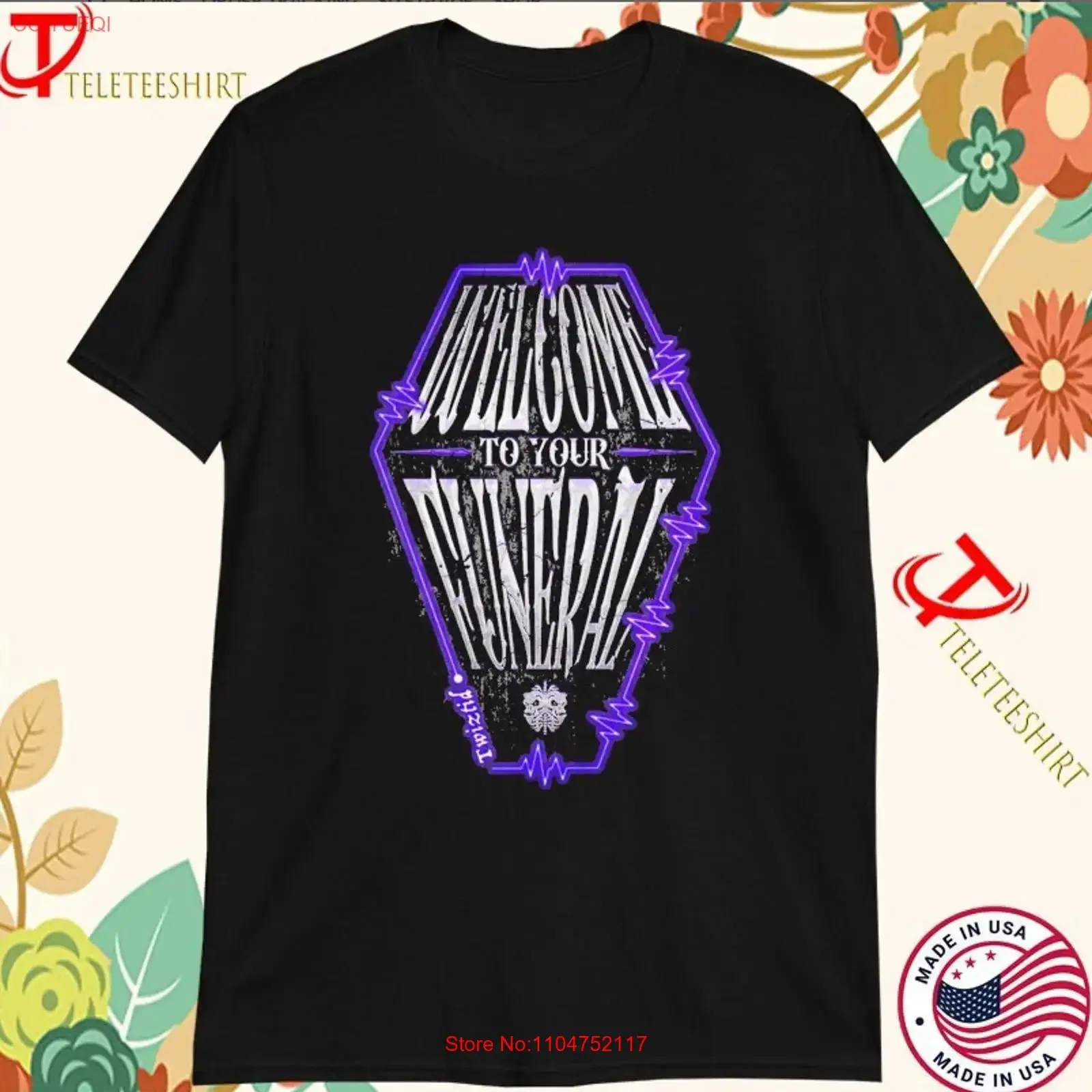 Twiztid Welcome To Your Funeral Heartbeat Coffin T Shirt vintage Washed Stretched Casual streetwear Top For Everyday Wear