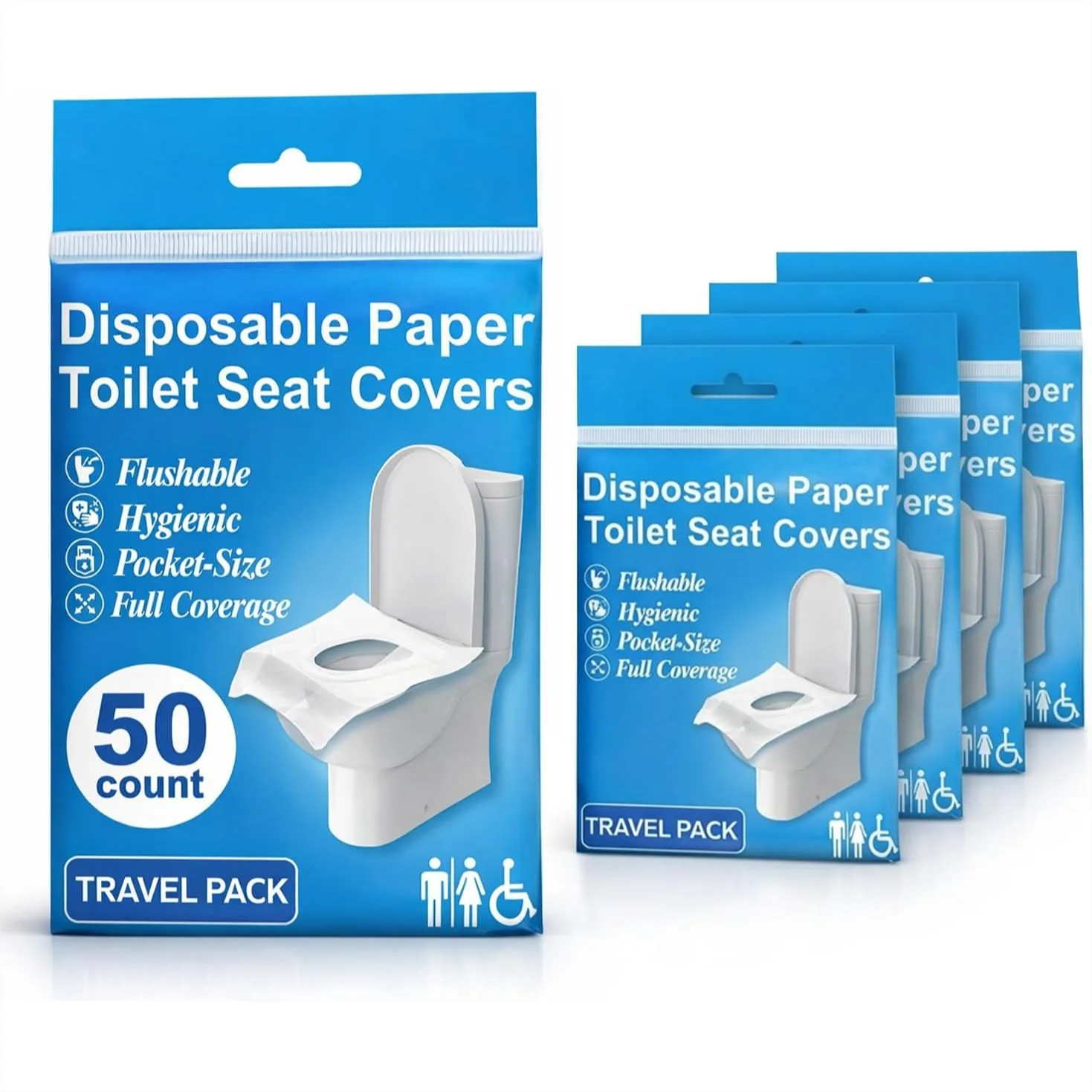 

Disposable Toilet Seat Covers XL 50 Pack for Adults & Kids Potty Training with Flushable Biodegradable Protection for Travel
