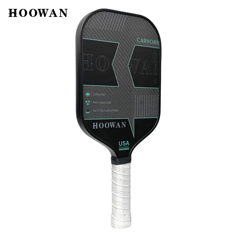 HOOWAN CARHORN Pickleball Paddle T700 Raw Carbon Fiber 3K Textured Surface 16MM Polymer Honeycomb Core Balanced Power & Control