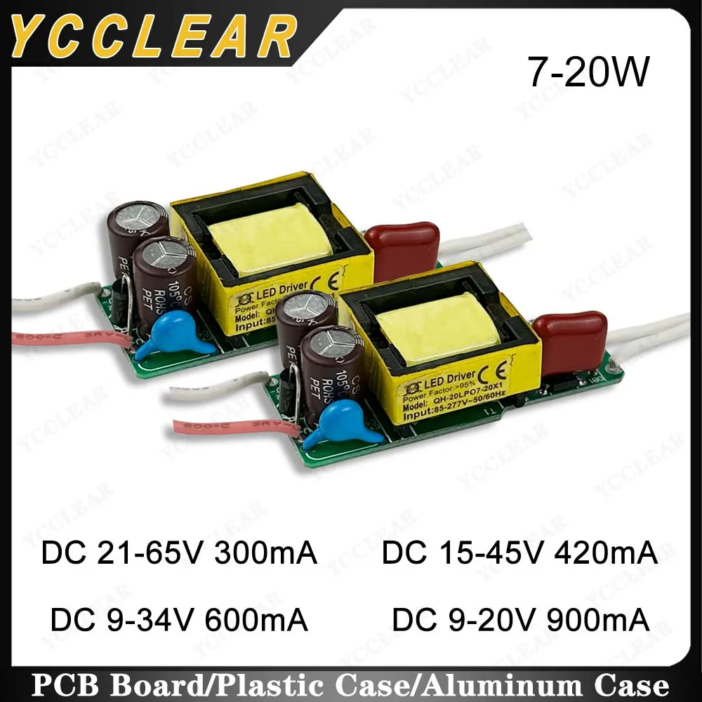 LED Driver DC 21-65V 300mA 15-45V 420mA 9-34V 600mA 9-20V 900mA Lighting Transformers For 7W 10W 12W 15W 18W 20W Power Supply